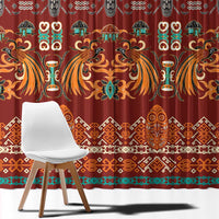 Oxblood Batik Papua-inspired Pattern Window Curtain LT9 - Polynesian Pride
