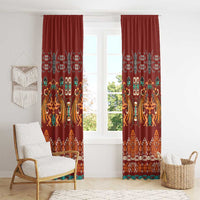 Oxblood Batik Papua-inspired Pattern Window Curtain LT9 - Polynesian Pride
