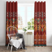 Oxblood Batik Papua-inspired Pattern Window Curtain LT9 - Polynesian Pride