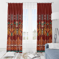 Oxblood Batik Papua-inspired Pattern Window Curtain LT9 - Polynesian Pride