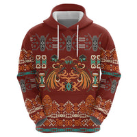 Oxblood Batik Papua-inspired Pattern Zip Hoodie - Polynesian Pride