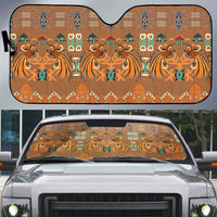 Terracotta Batik Papua-inspired Pattern Auto Sun Shade - Polynesian Pride