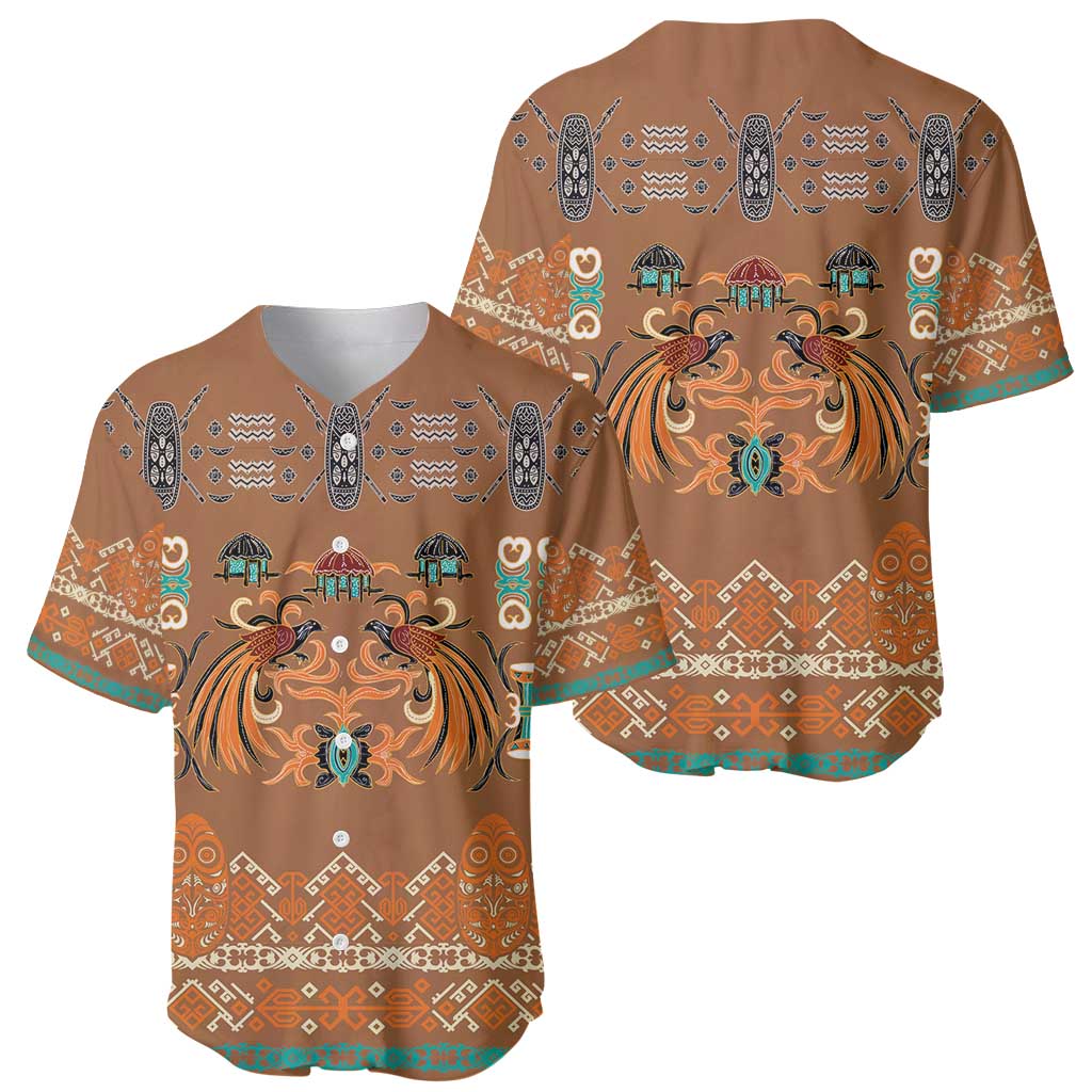 Terracotta Batik Papua-inspired Pattern Baseball Jersey - Polynesian Pride