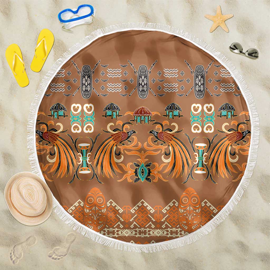 Terracotta Batik Papua-inspired Pattern Beach Blanket - Polynesian Pride