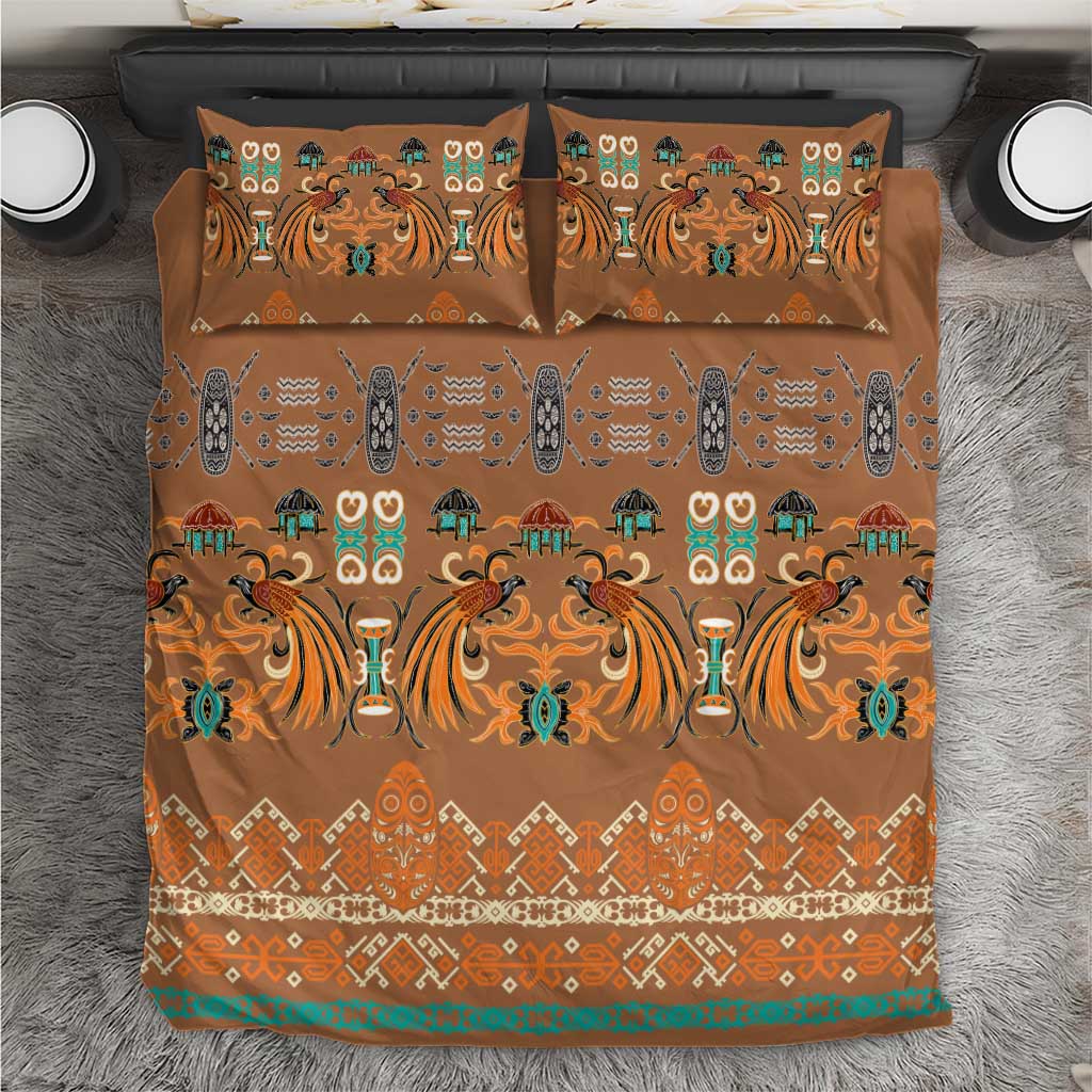 Terracotta Batik Papua-inspired Pattern Bedding Set LT9 Gold - Polynesian Pride
