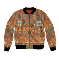 Terracotta Batik Papua-inspired Pattern Bomber Jacket LT9 Unisex Gold - Polynesian Pride