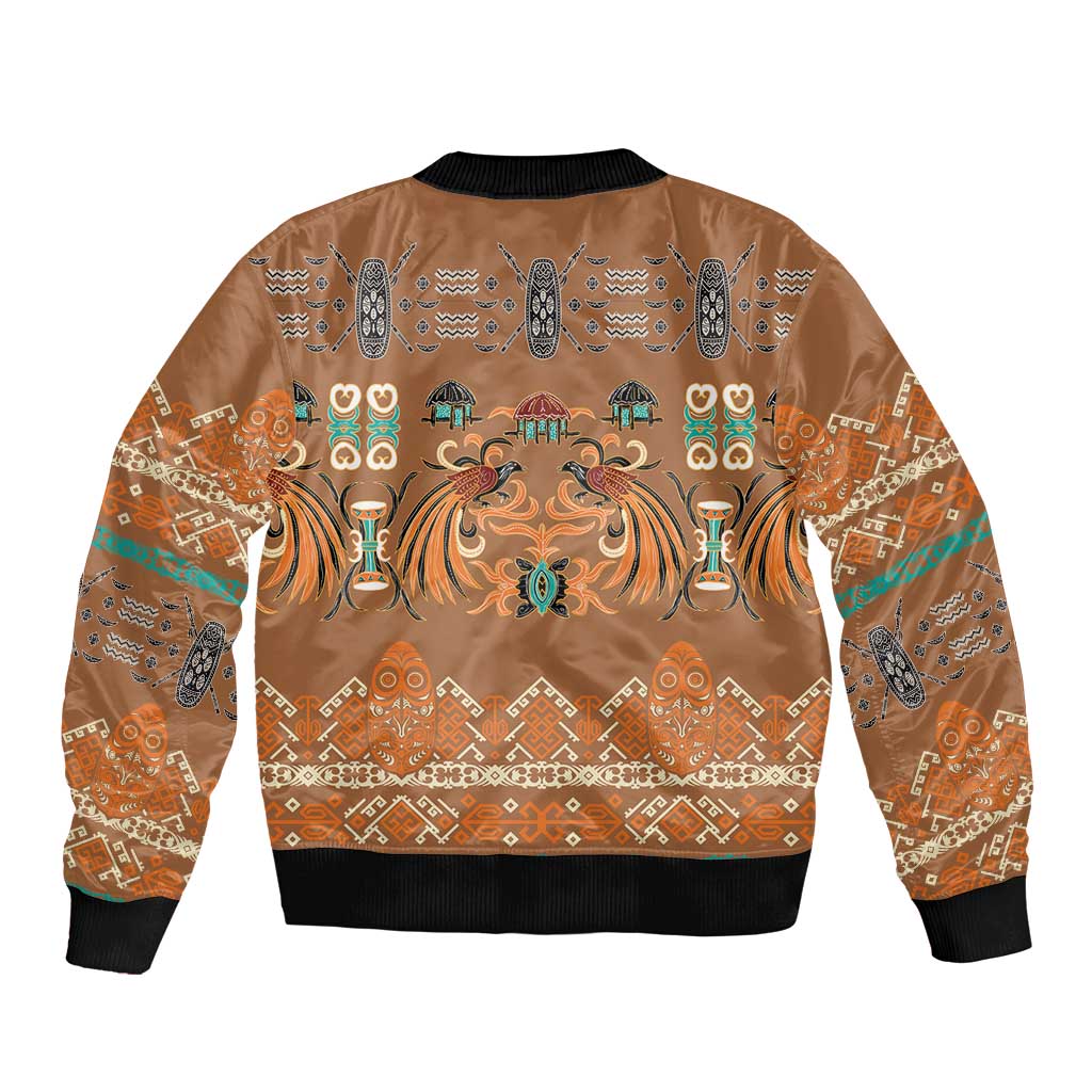 Terracotta Batik Papua-inspired Pattern Bomber Jacket LT9 - Polynesian Pride