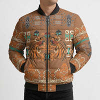 Terracotta Batik Papua-inspired Pattern Bomber Puffer Jacket LT9 - Polynesian Pride