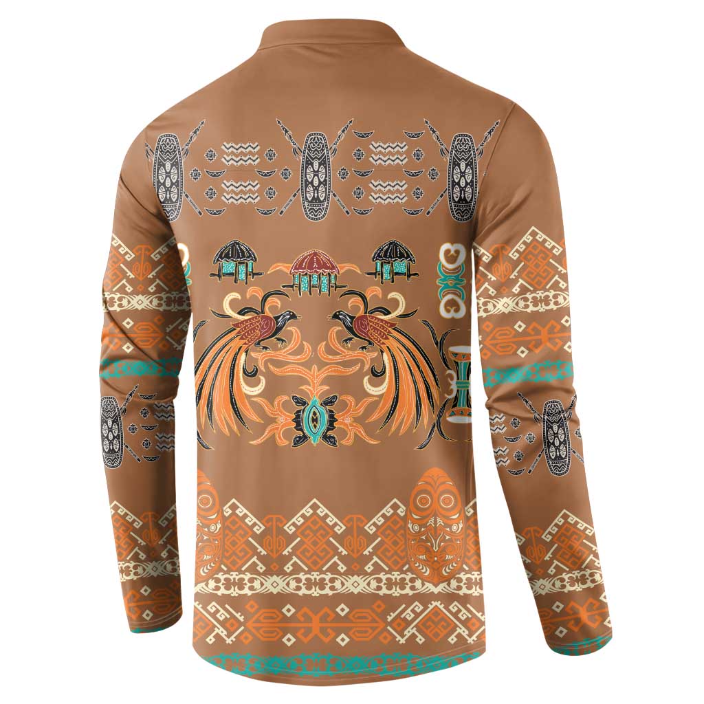 Terracotta Batik Papua-inspired Pattern Button Sweatshirt - Polynesian Pride