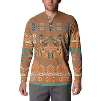Terracotta Batik Papua-inspired Pattern Button Sweatshirt - Polynesian Pride