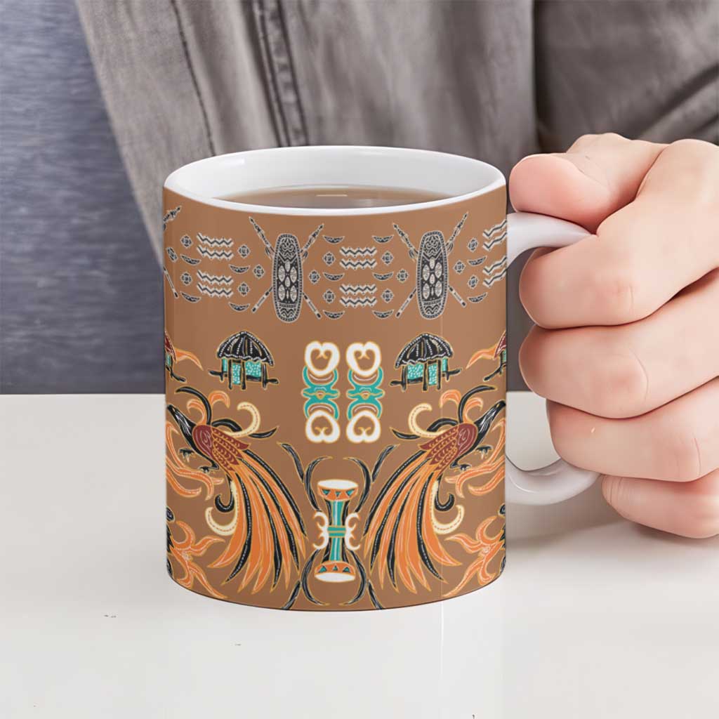 Terracotta Batik Papua-inspired Pattern Ceramic Mug - Polynesian Pride
