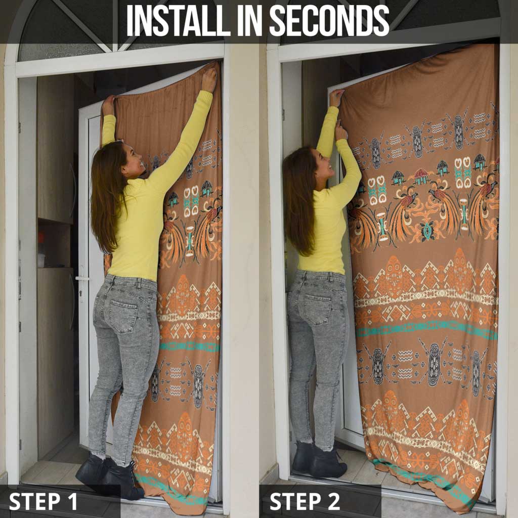 Terracotta Batik Papua-inspired Pattern Door Cover - Polynesian Pride