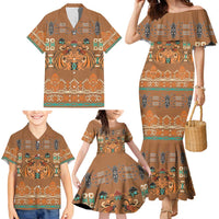 Terracotta Batik Papua-inspired Pattern Family Matching Mermaid Dress and Hawaiian Shirt - Polynesian Pride