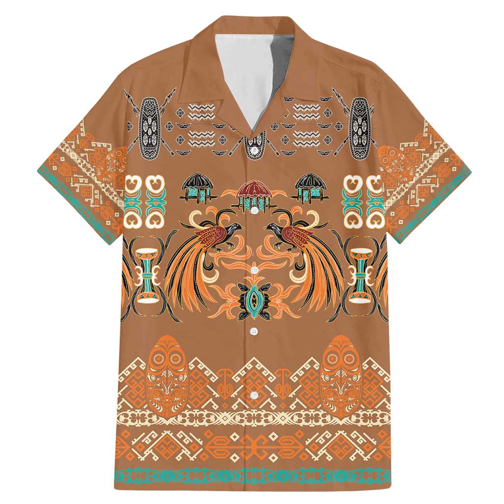 Terracotta Batik Papua-inspired Pattern Family Matching Mermaid Dress and Hawaiian Shirt - Polynesian Pride