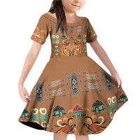 Terracotta Batik Papua-inspired Pattern Family Matching Off Shoulder Short Dress and Hawaiian Shirt - Polynesian Pride