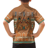 Terracotta Batik Papua-inspired Pattern Family Matching Short Sleeve Bodycon Dress and Hawaiian Shirt - Polynesian Pride