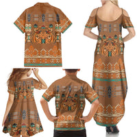 Terracotta Batik Papua-inspired Pattern Family Matching Summer Maxi Dress and Hawaiian Shirt - Polynesian Pride