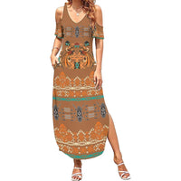 Terracotta Batik Papua-inspired Pattern Family Matching Summer Maxi Dress and Hawaiian Shirt - Polynesian Pride