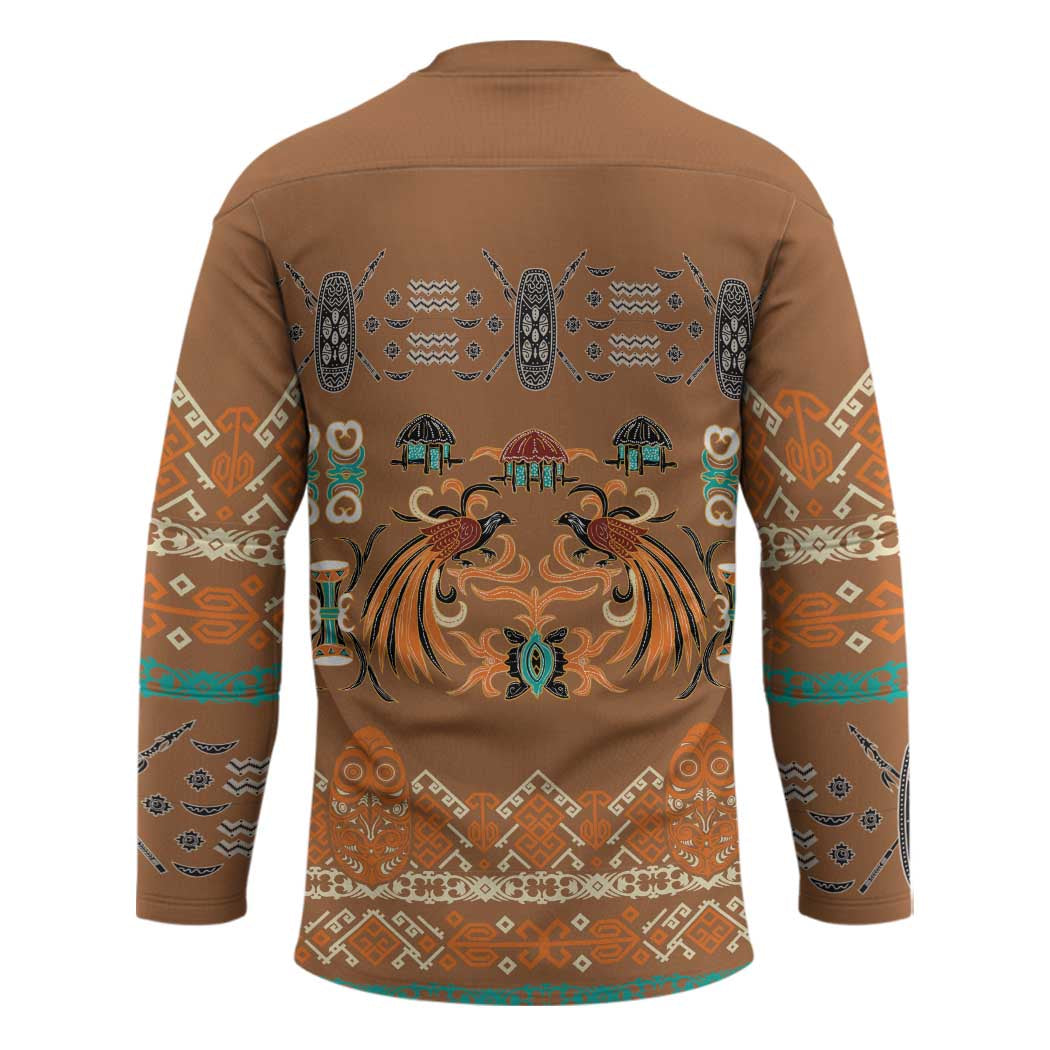 Terracotta Batik Papua-inspired Pattern Hockey Jersey LT9 - Polynesian Pride