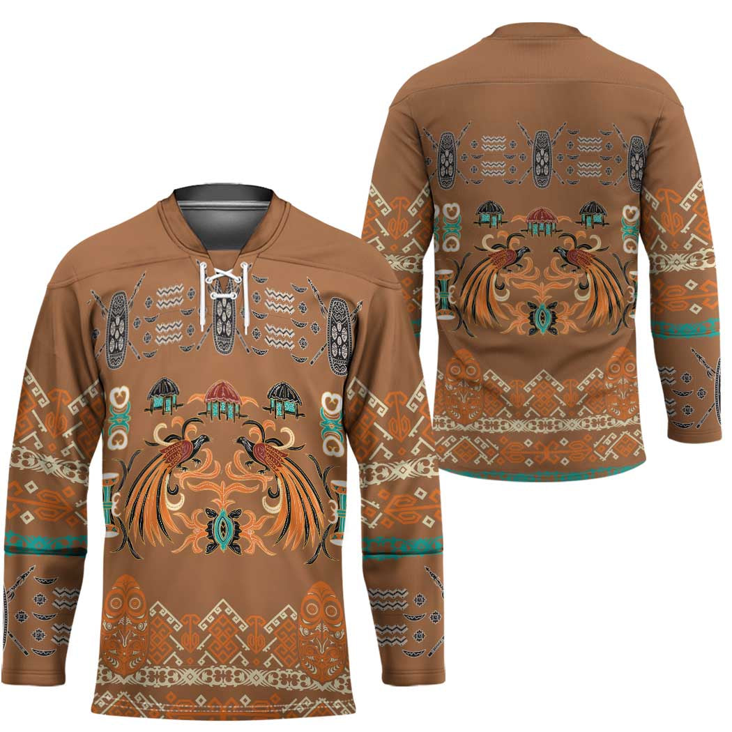 Terracotta Batik Papua-inspired Pattern Hockey Jersey LT9 - Polynesian Pride