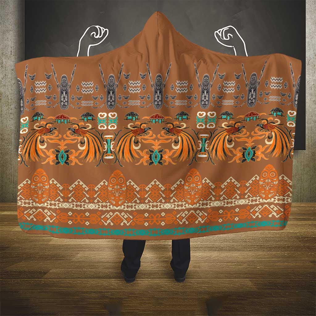 Terracotta Batik Papua-inspired Pattern Hooded Blanket - Polynesian Pride