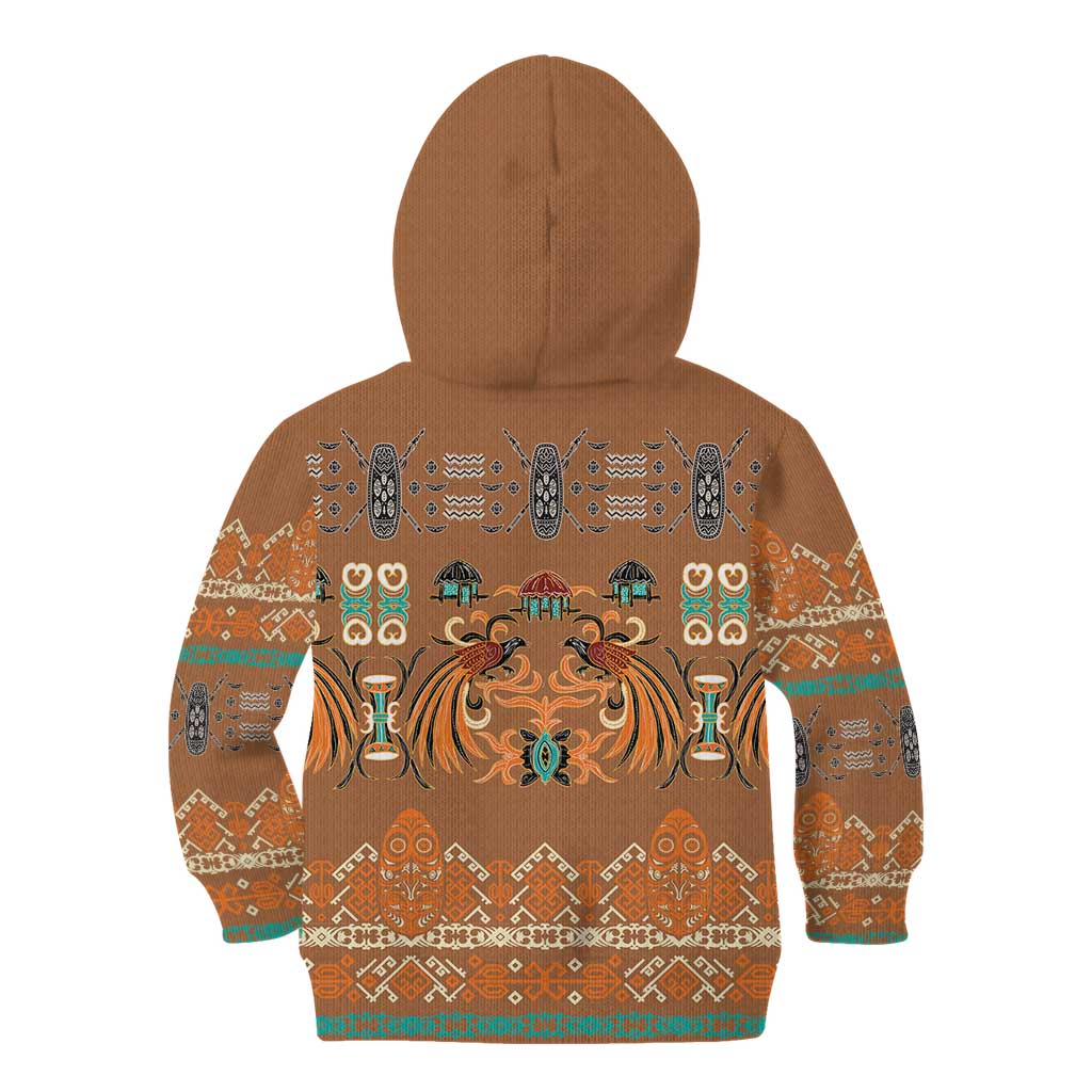 Terracotta Batik Papua-inspired Pattern Kid Hoodie - Polynesian Pride