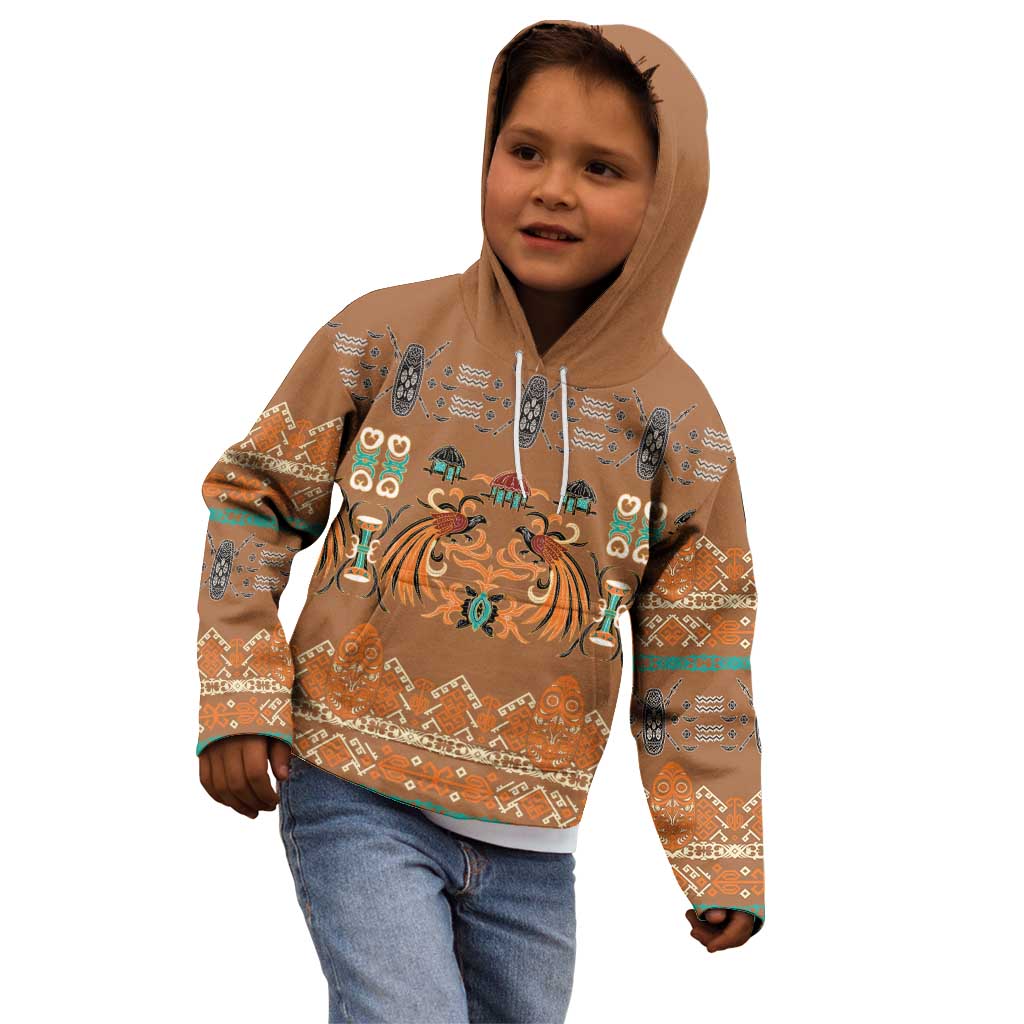 Terracotta Batik Papua-inspired Pattern Kid Hoodie - Polynesian Pride