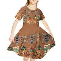 Terracotta Batik Papua-inspired Pattern Kid Short Sleeve Dress - Polynesian Pride