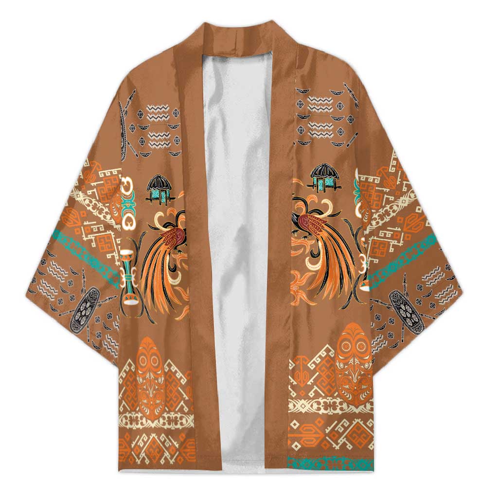Terracotta Batik Papua-inspired Pattern Kimono LT9 Unisex Gold - Polynesian Pride