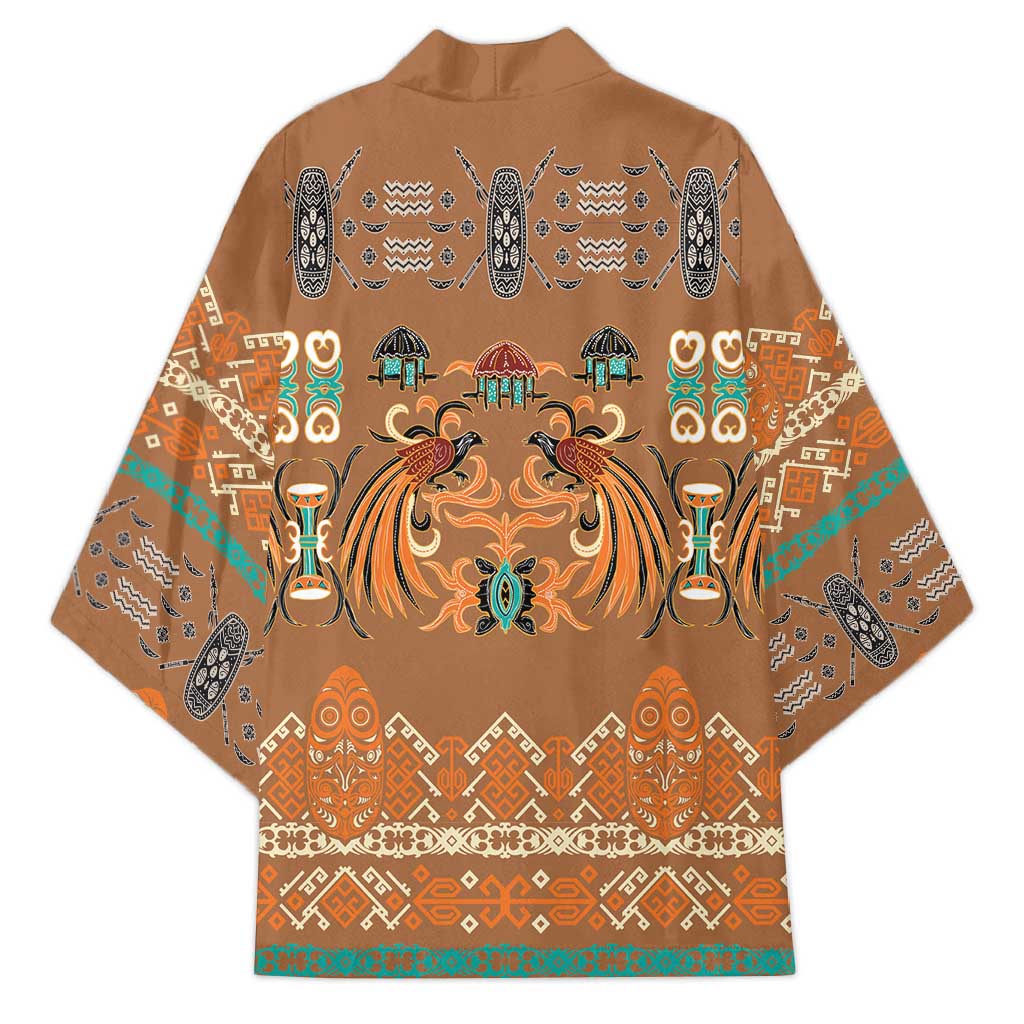 Terracotta Batik Papua-inspired Pattern Kimono LT9 - Polynesian Pride