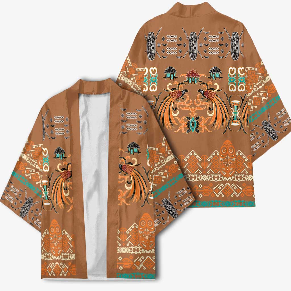 Terracotta Batik Papua-inspired Pattern Kimono LT9 - Polynesian Pride