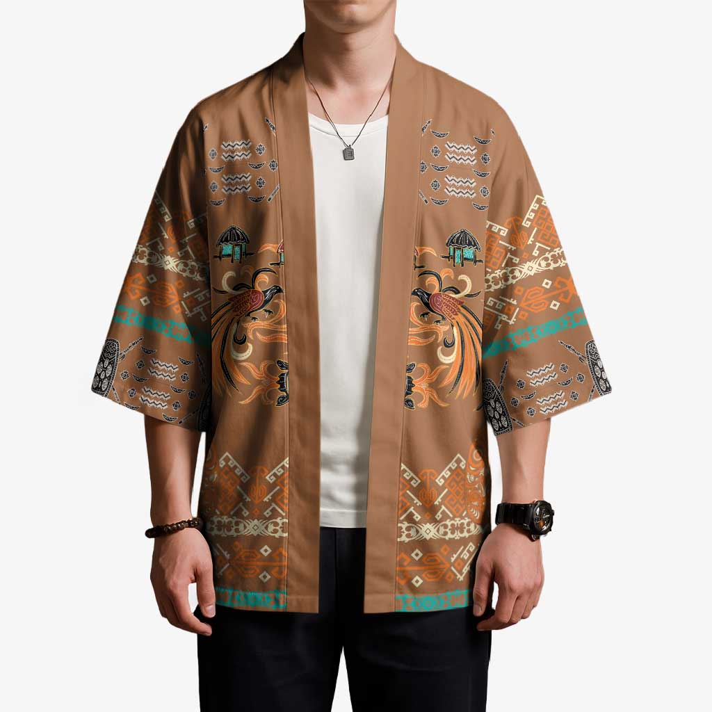 Terracotta Batik Papua-inspired Pattern Kimono LT9 - Polynesian Pride