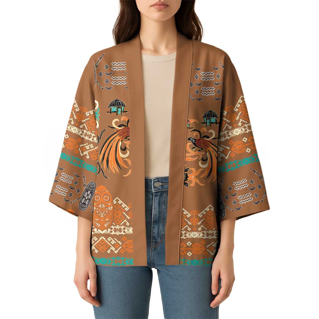 Terracotta Batik Papua-inspired Pattern Kimono LT9 - Polynesian Pride