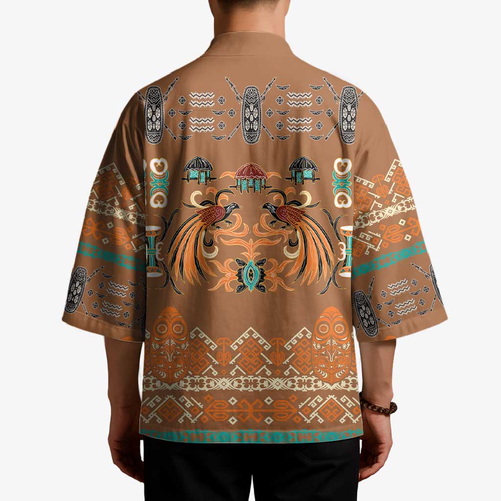 Terracotta Batik Papua-inspired Pattern Kimono LT9 - Polynesian Pride