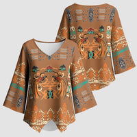 Terracotta Batik Papua-inspired Pattern Kimono Sleeve Blouse - Polynesian Pride