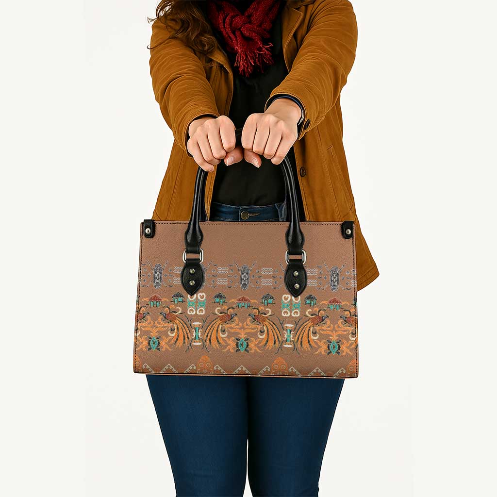 Terracotta Batik Papua-inspired Pattern Leather Bag - Polynesian Pride