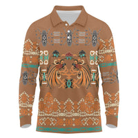 Terracotta Batik Papua-inspired Pattern Long Sleeve Polo Shirt - Polynesian Pride
