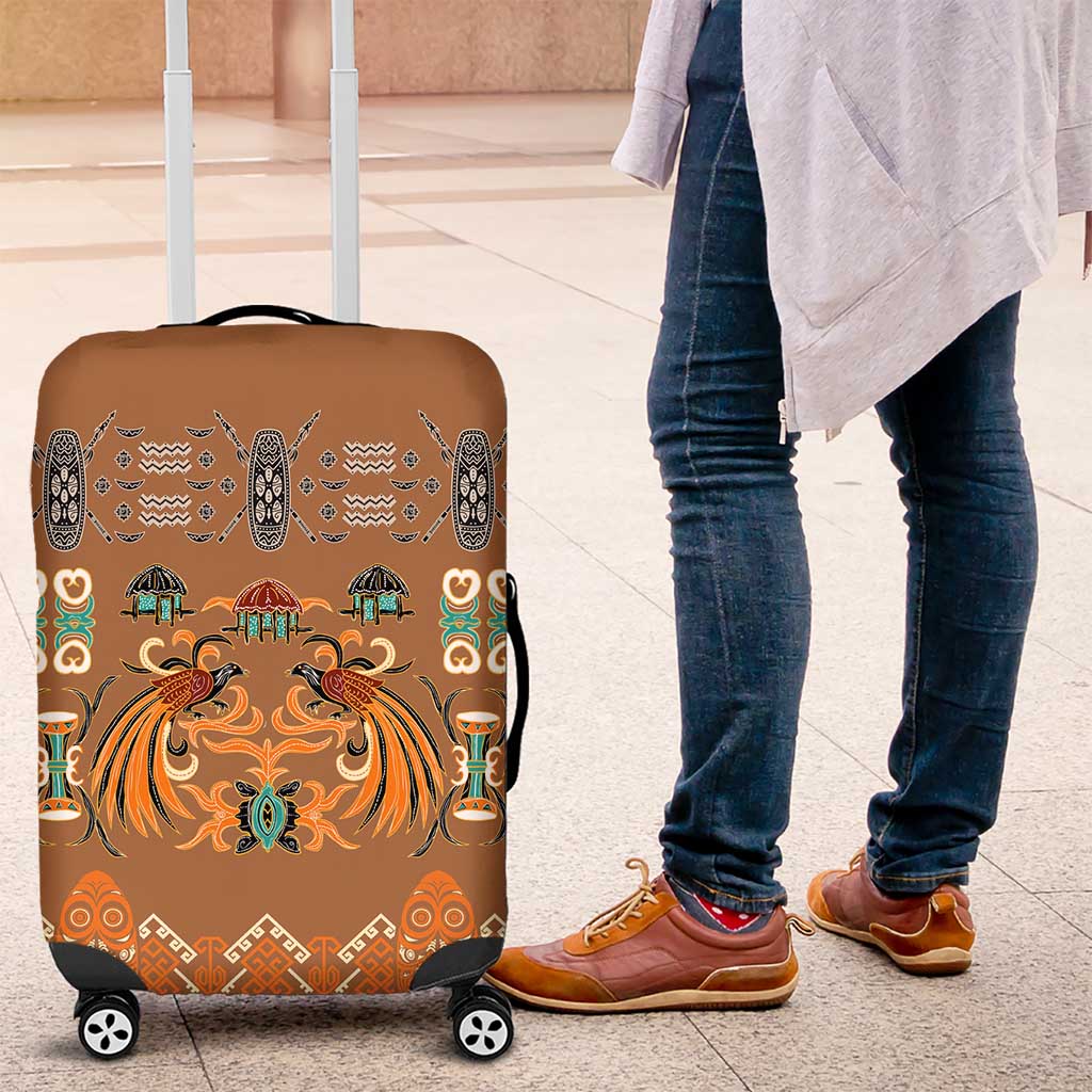 Terracotta Batik Papua-inspired Pattern Luggage Cover - Polynesian Pride