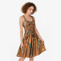 Terracotta Batik Papua-inspired Pattern Midi Dress - Polynesian Pride