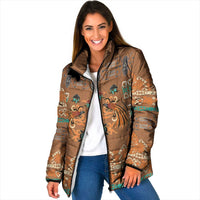Terracotta Batik Papua-inspired Pattern Padded Jacket LT9 Women Gold - Polynesian Pride