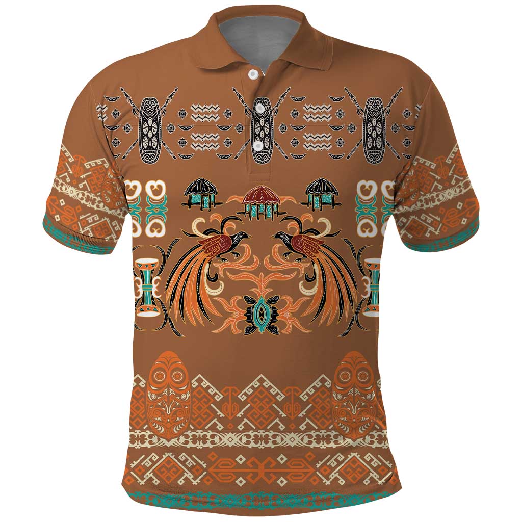 Terracotta Batik Papua-inspired Pattern Polo Shirt - Polynesian Pride