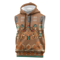 Terracotta Batik Papua-inspired Pattern Sleeveless Hoodie LT9 Gold - Polynesian Pride