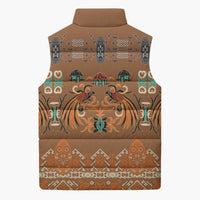 Terracotta Batik Papua-inspired Pattern Sleeveless Puffer Jacket LT9 - Polynesian Pride