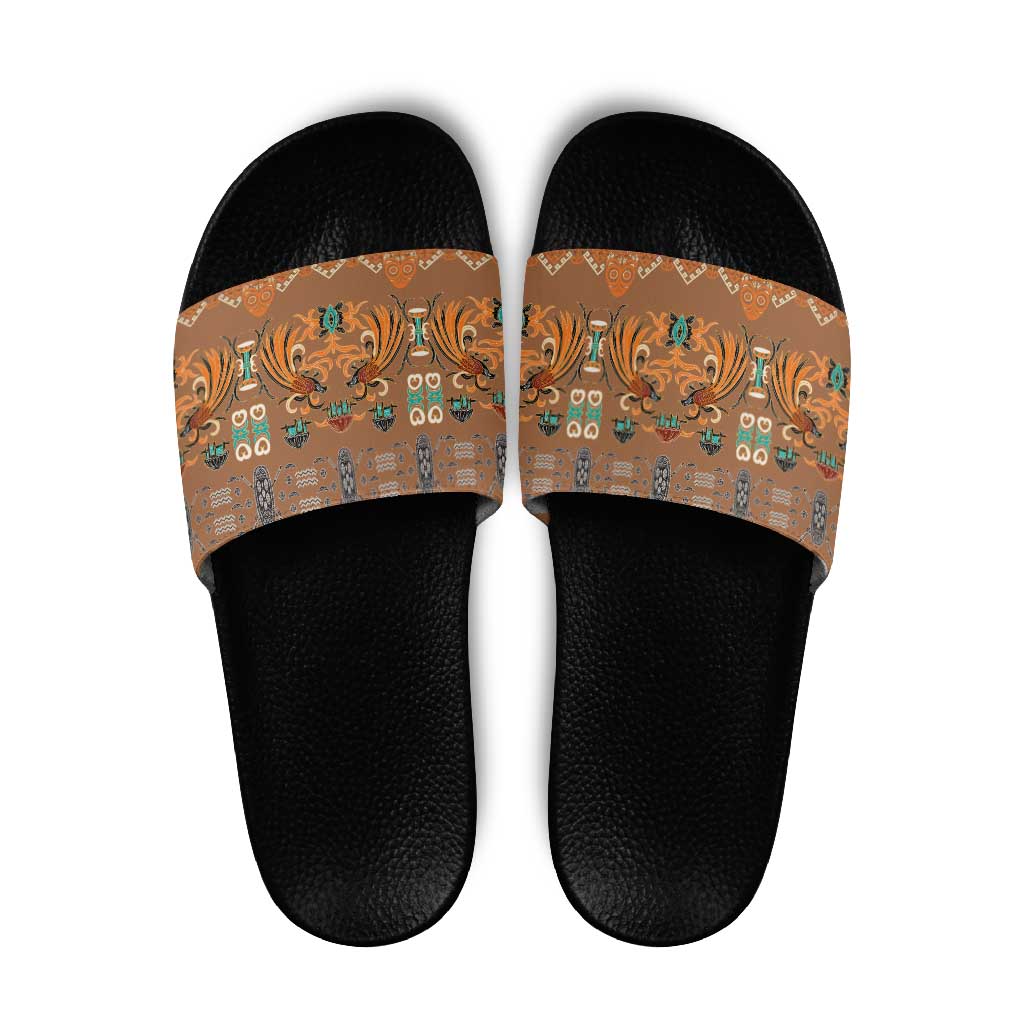Terracotta Batik Papua-inspired Pattern Slide Sandals LT9 Gold - Polynesian Pride