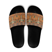 Terracotta Batik Papua-inspired Pattern Slide Sandals LT9 Gold - Polynesian Pride
