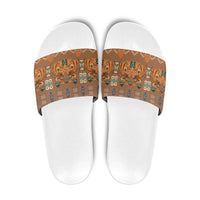 Terracotta Batik Papua-inspired Pattern Slide Sandals LT9 Gold - Polynesian Pride
