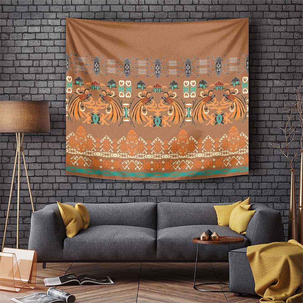 Terracotta Batik Papua-inspired Pattern Tapestry LT9 Gold - Polynesian Pride