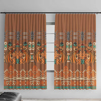 Terracotta Batik Papua-inspired Pattern Window Curtain LT9 With Hooks Gold - Polynesian Pride