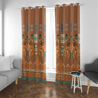 Terracotta Batik Papua-inspired Pattern Window Curtain LT9 With Grommets Gold - Polynesian Pride