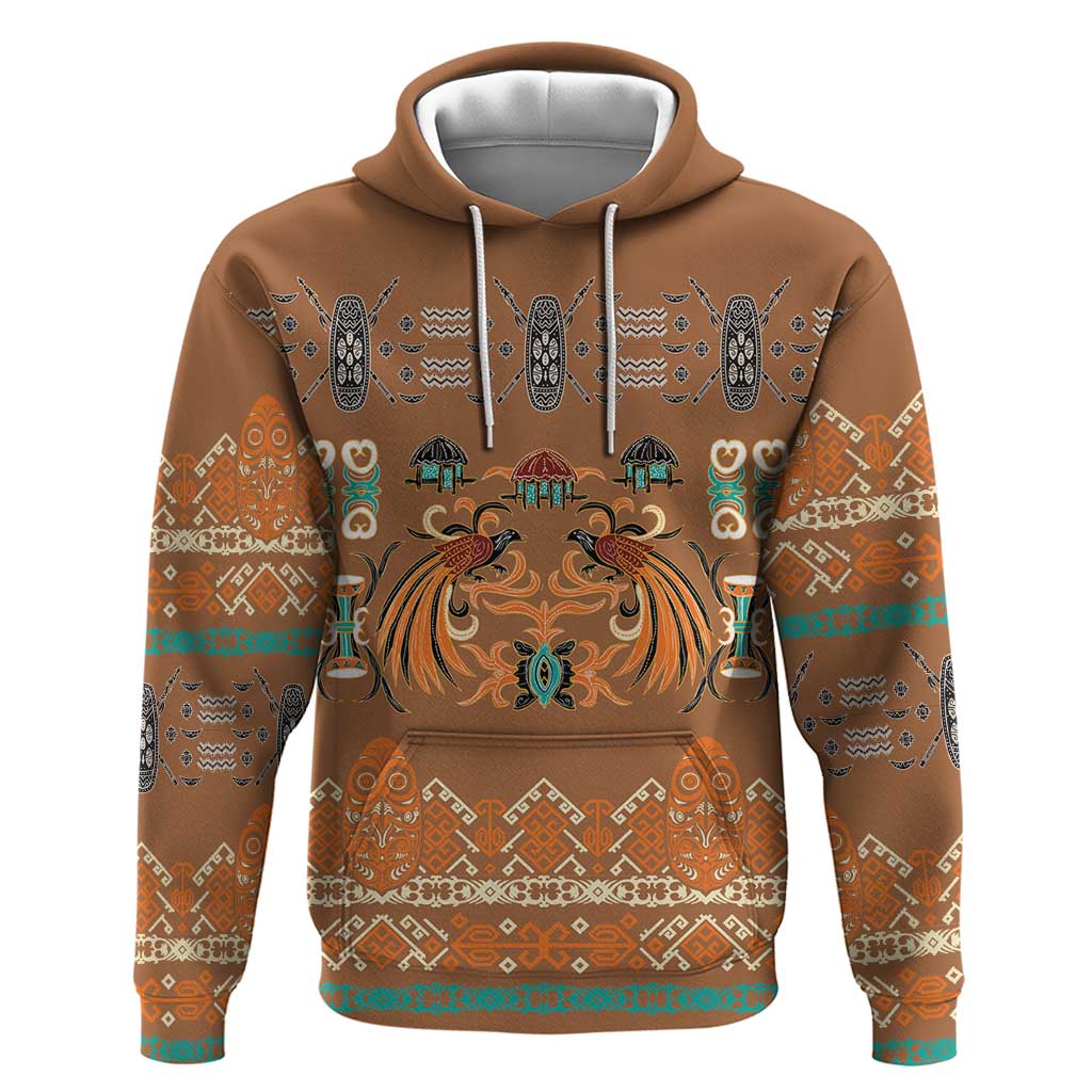 Terracotta Batik Papua-inspired Pattern Zip Hoodie - Polynesian Pride